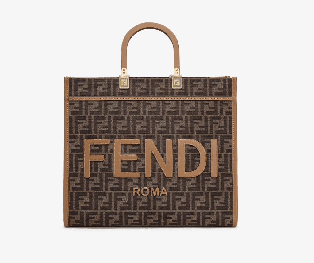 The Fendi Sunshine tote is a popular branded carry-all.
